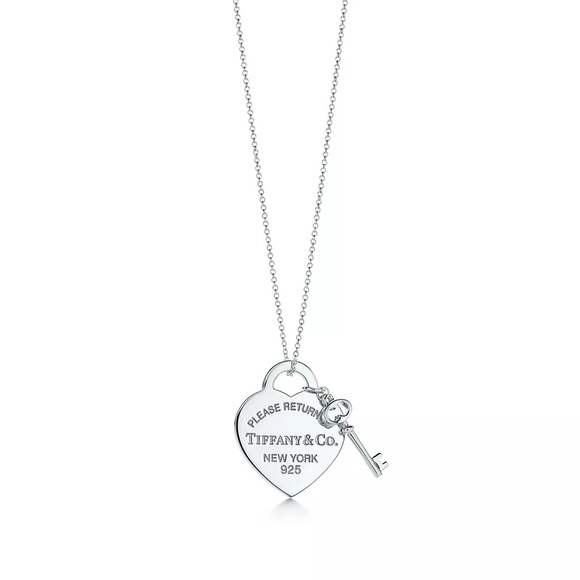 🩵 TIFFANY & CO 🩵 RETURN TIFFANY HEART KEY PENDANT NECKLACE WITH CHAIN 16in - Picture 2 of 9